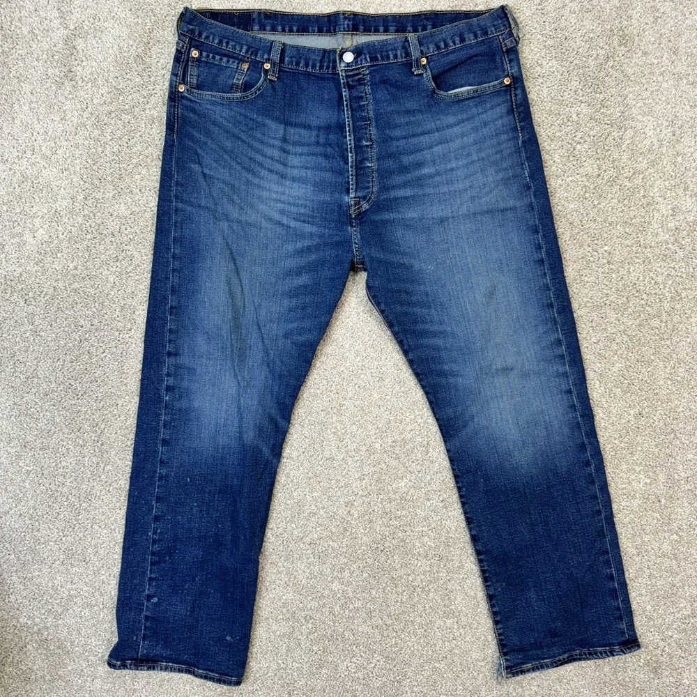 Levis 501 Original Jeans Mens 42x30 Blue Medium Wash Straight Leg Button Fly